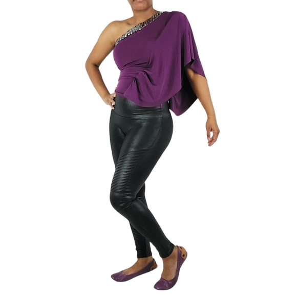 Spanx Black Faux Leather Moto Leggings - Picture 7 of 16